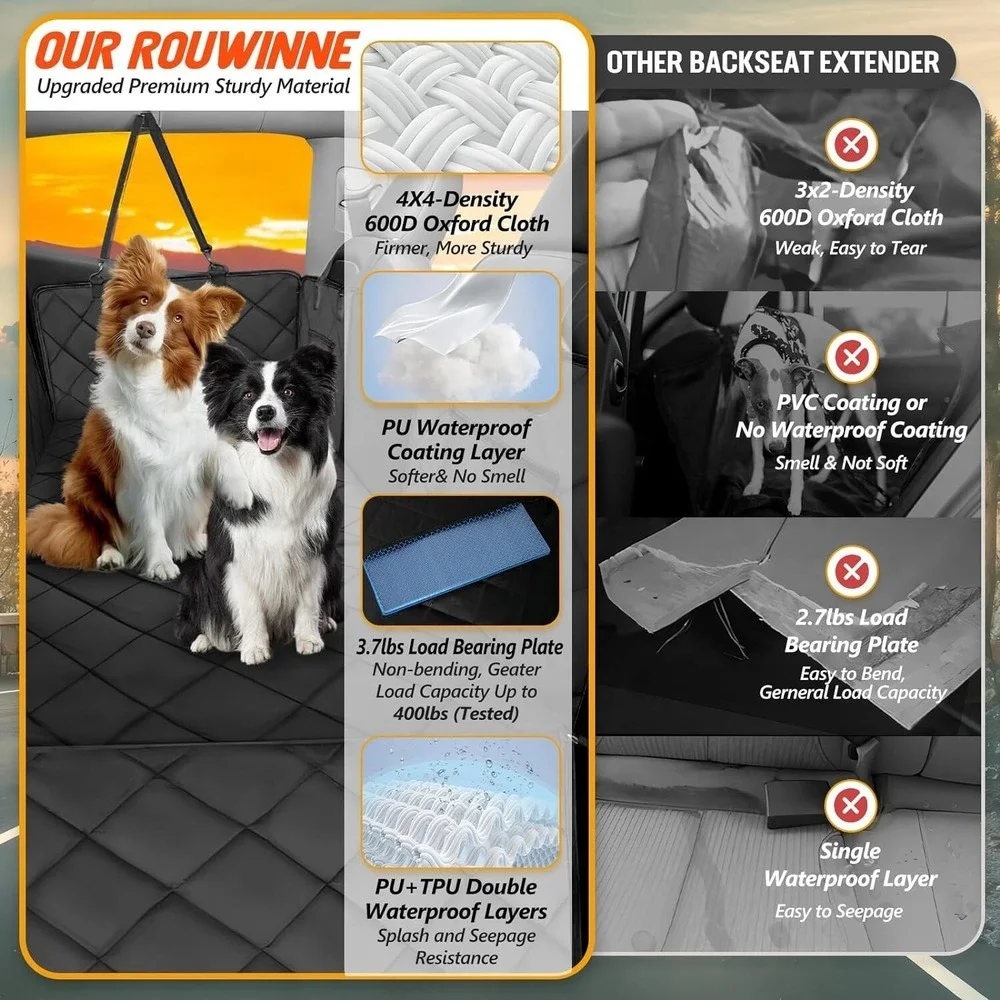 ROUWINNE Back Seat Extender Dog Car Seat Cover 400 lb Large Space